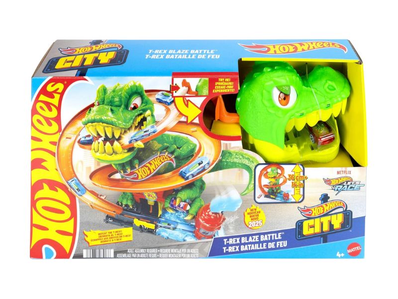 Pista Hot Wheels City Pista T-Rex x Quartel de Bombeiros